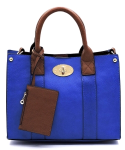 Faux Leather Mini Satchel Bag WU061 ROYAL BLUE